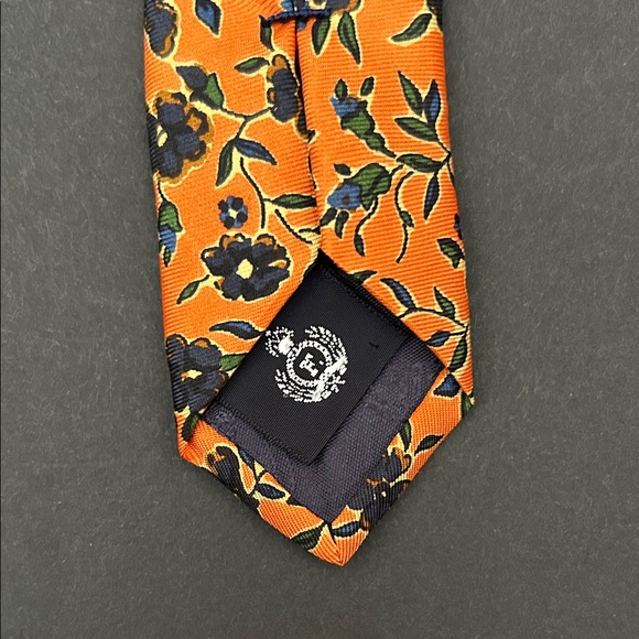 Faconnable Vibrant Orange Floral Tie, 100% Silk, Handmade in France - Picture 10 of 12